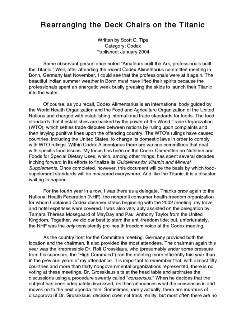 Rearranging the Deck Chairs on the Titanic The National Health Federation