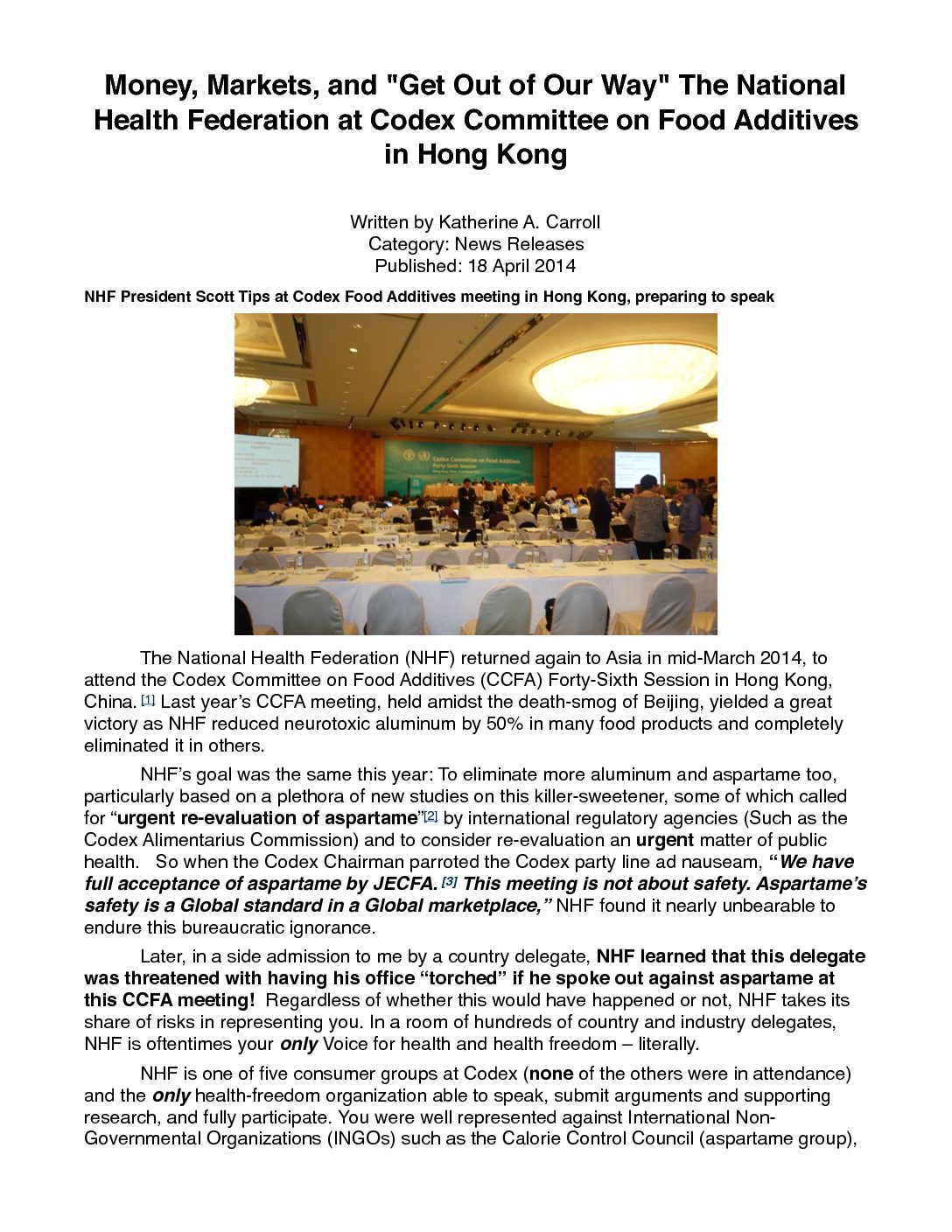 Money, Markets, and Get Out of Our Way The National Health Federation